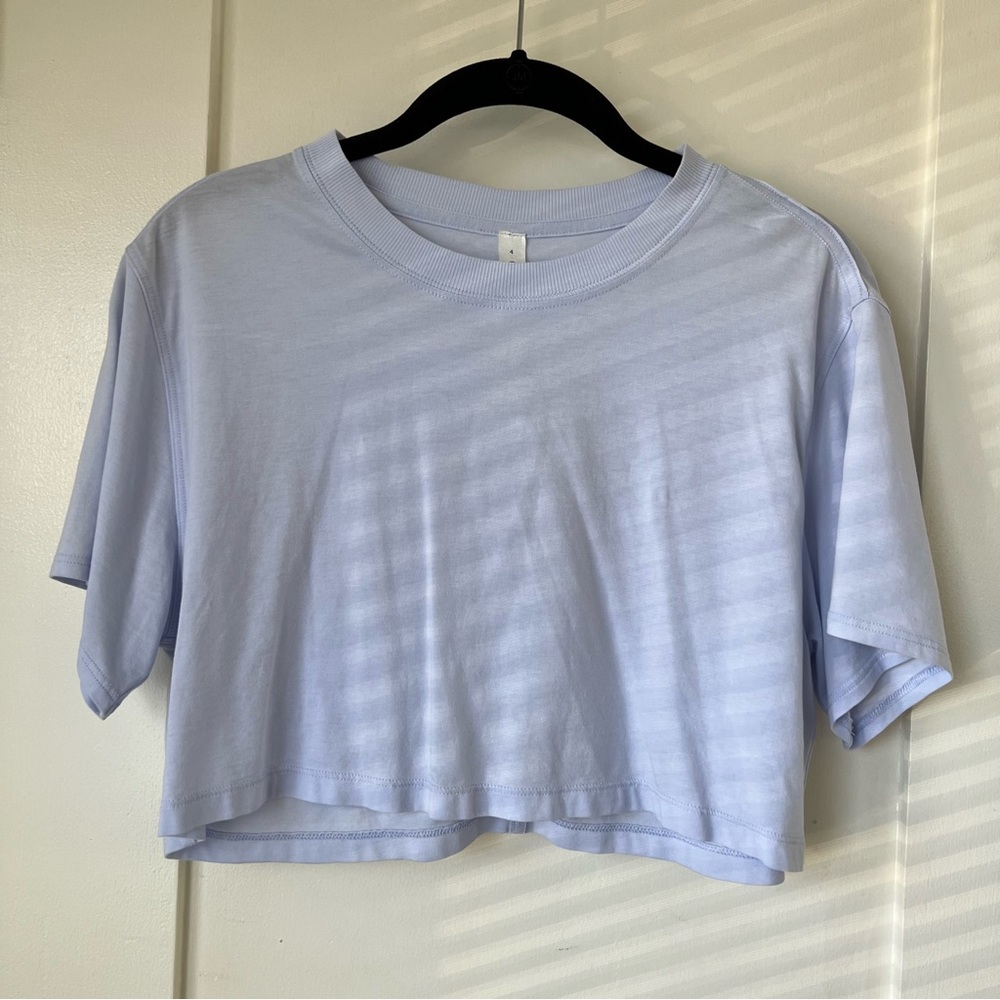 Lululemon All Yours Cropped T-Shirt (Size 4 in pastel blue)